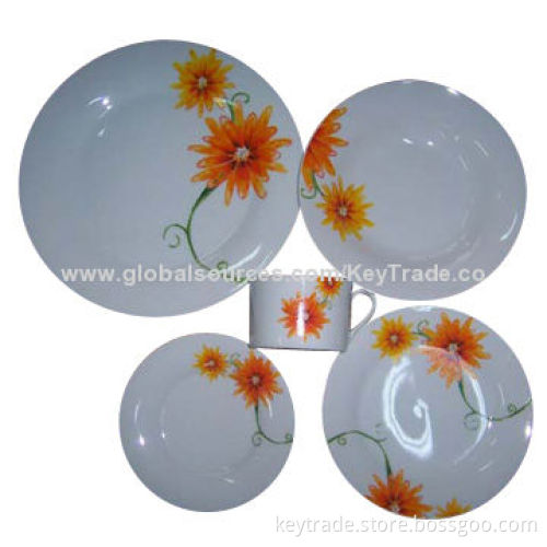 Fine Porcelain 30-pieces Dinner Set in Rim Shape, with Decal